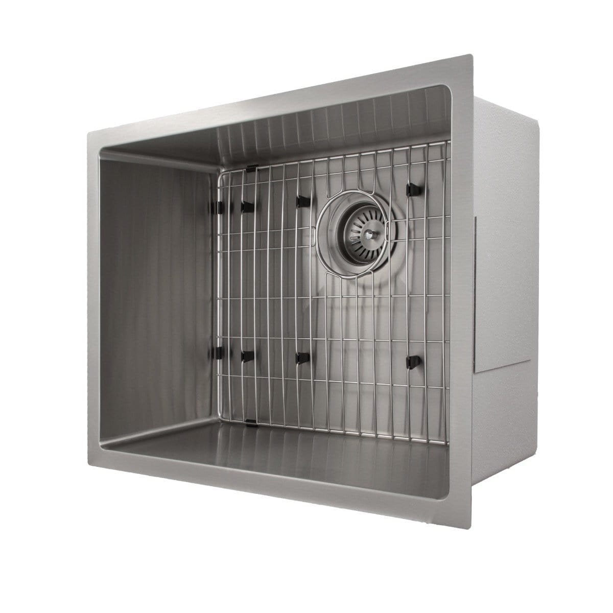 ZLINE Meribel 23" Undermount Single Bowl Sink in Stainless Steel (SRS-23) showing interior and grid features.