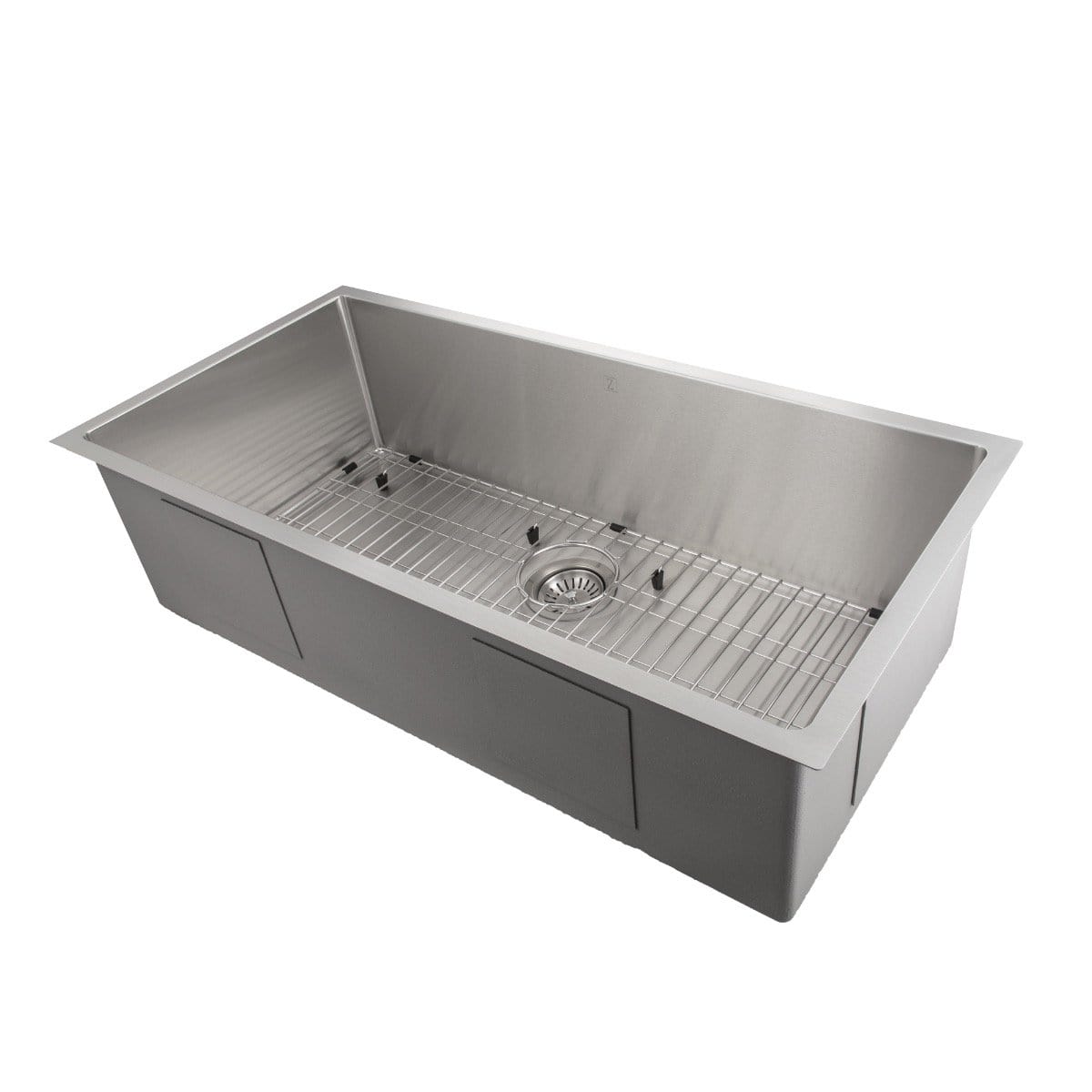 ZLINE Meribel 33" Undermount Single Bowl Sink in Stainless Steel (SRS-33) with grid and drain.