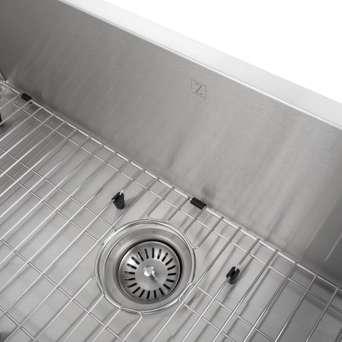 ZLINE Meribel 33" Undermount Single Bowl Sink in Stainless Steel (SRS-33) top view showing stainless steel finish and drain.