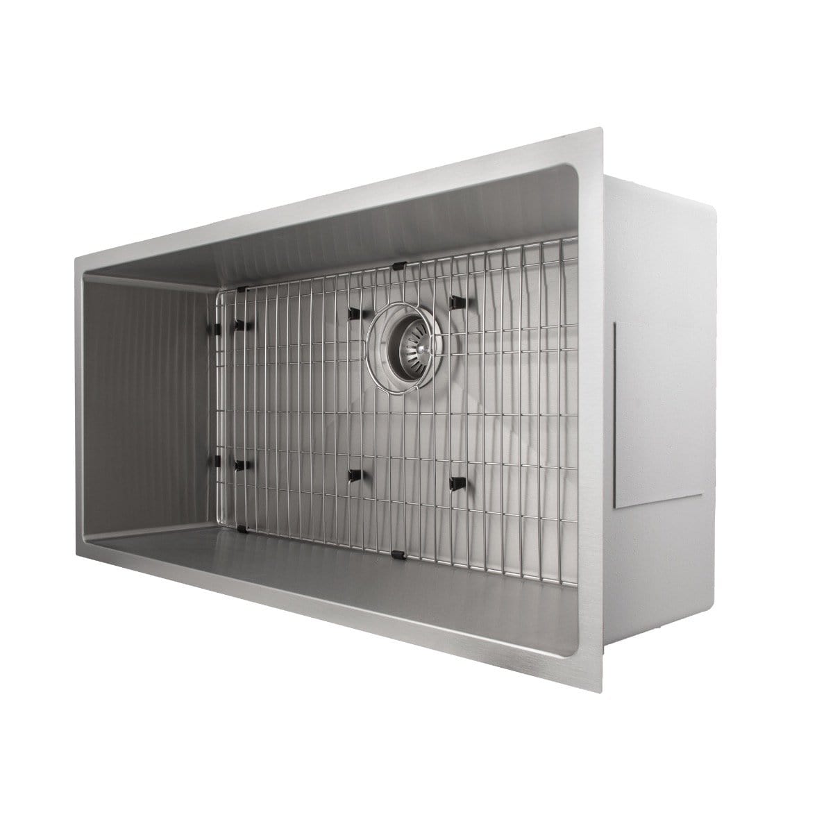 ZLINE Meribel 33" Undermount Single Bowl Sink in Stainless Steel (SRS-33) with wire rack view.