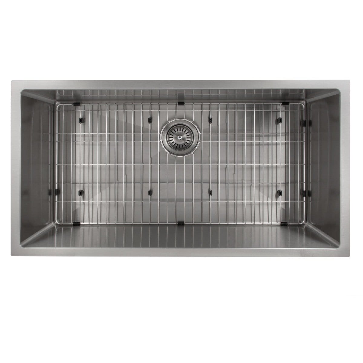ZLINE Meribel 36" Undermount Single Bowl Sink in Stainless Steel (SRS-36) top view with grid.