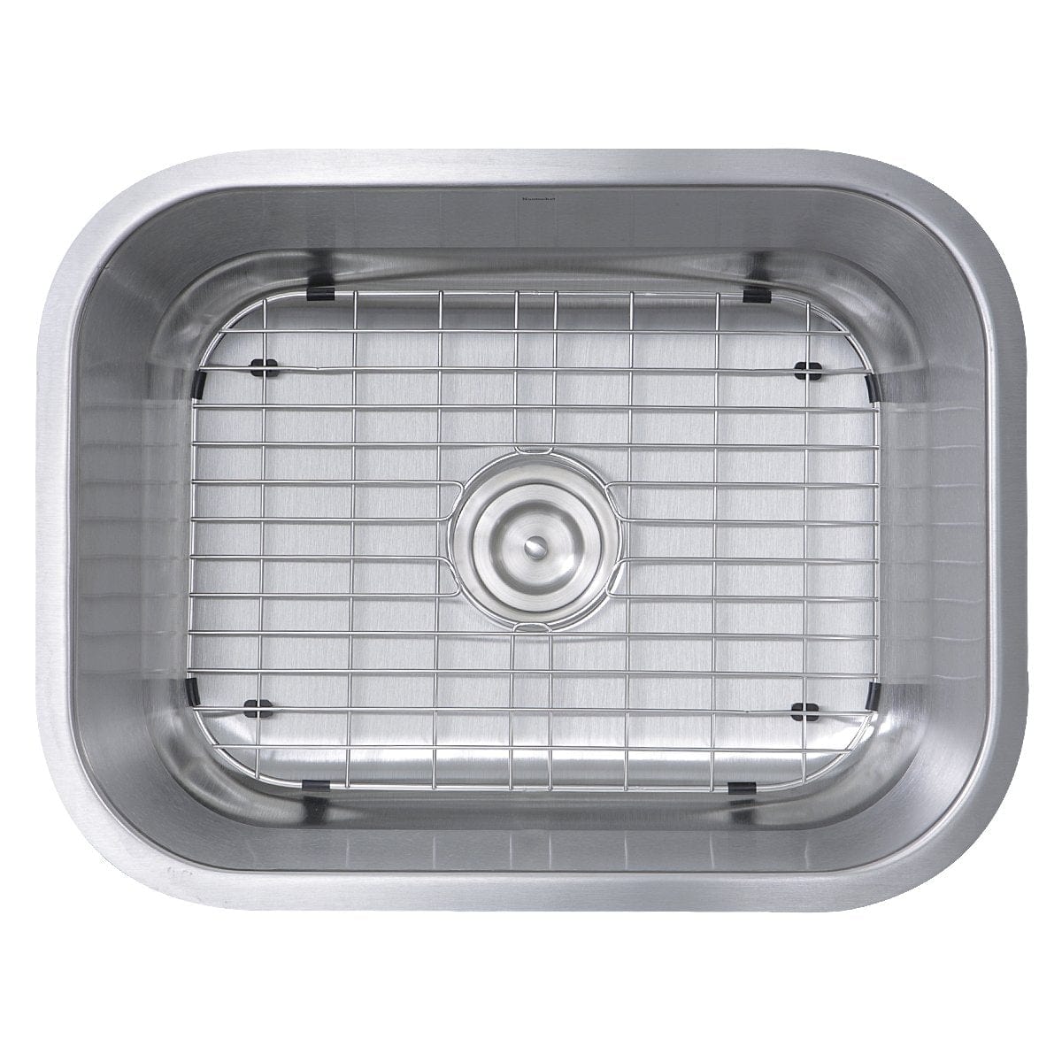 Nantucket 23" Small Rectangle Single Bowl Undermount Stainless Steel Kitchen Sink - NS09i-16, top view with grid.