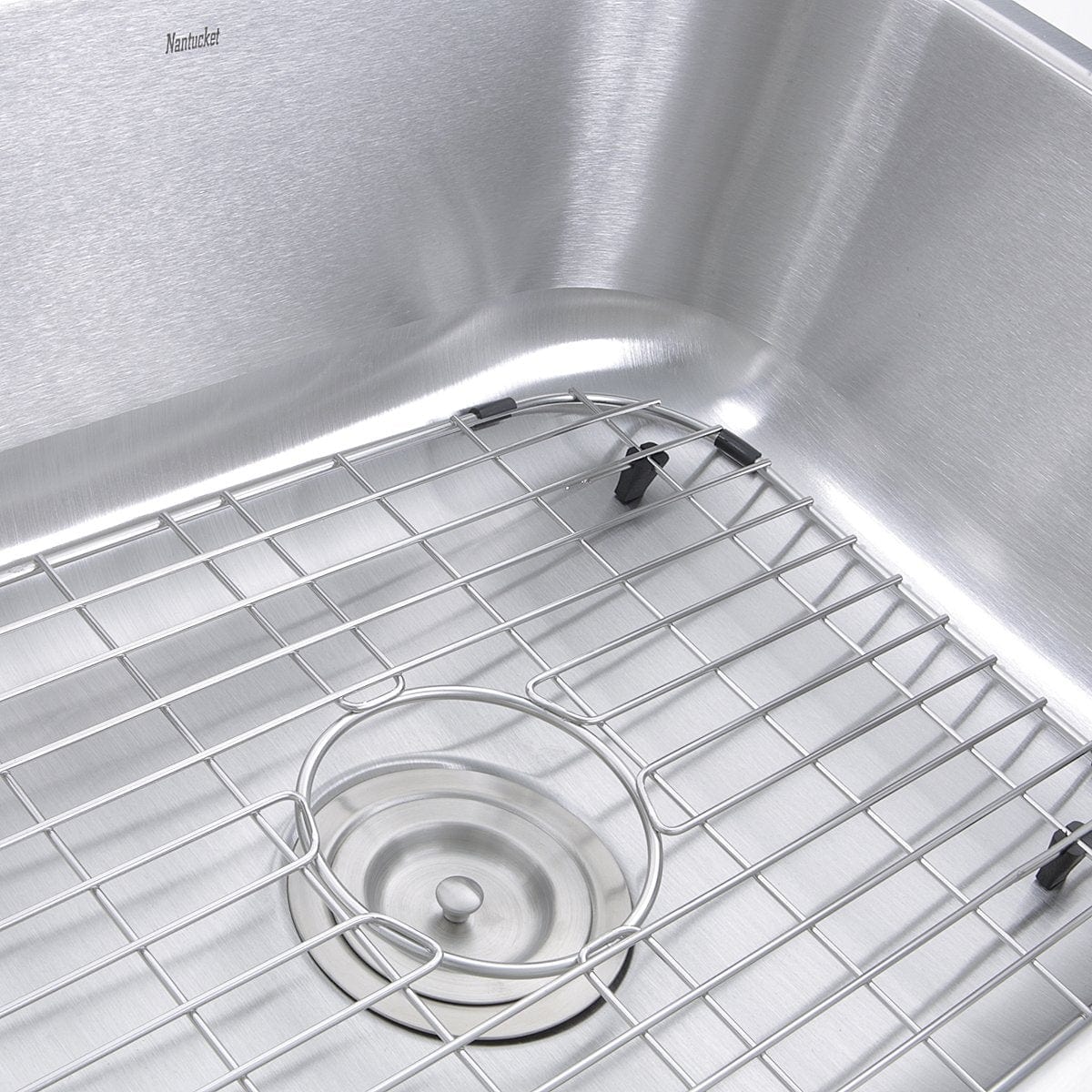 Nantucket 23" Small Rectangle Single Bowl Undermount Stainless Steel Kitchen Sink - NS09i-16 with metal grid rack.