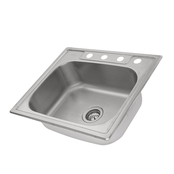 Nantucket 25 Small Rectangle Single Bowl Self Rimming Stainless Steel Drop In Kitchen Sink, 18 Gauge - NS2522-8
