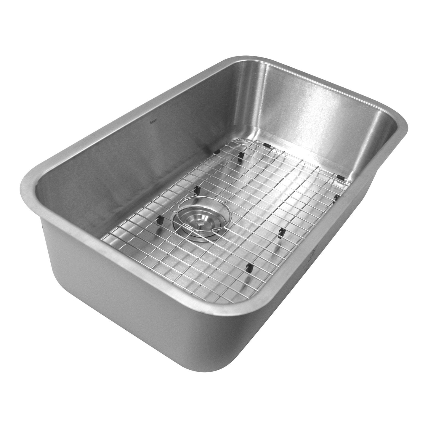 Nantucket 30" Large Rectangle Single Bowl Undermount Stainless Steel Kitchen Sink, 9 Inches Deep - NS3018-9-16 top view with grid