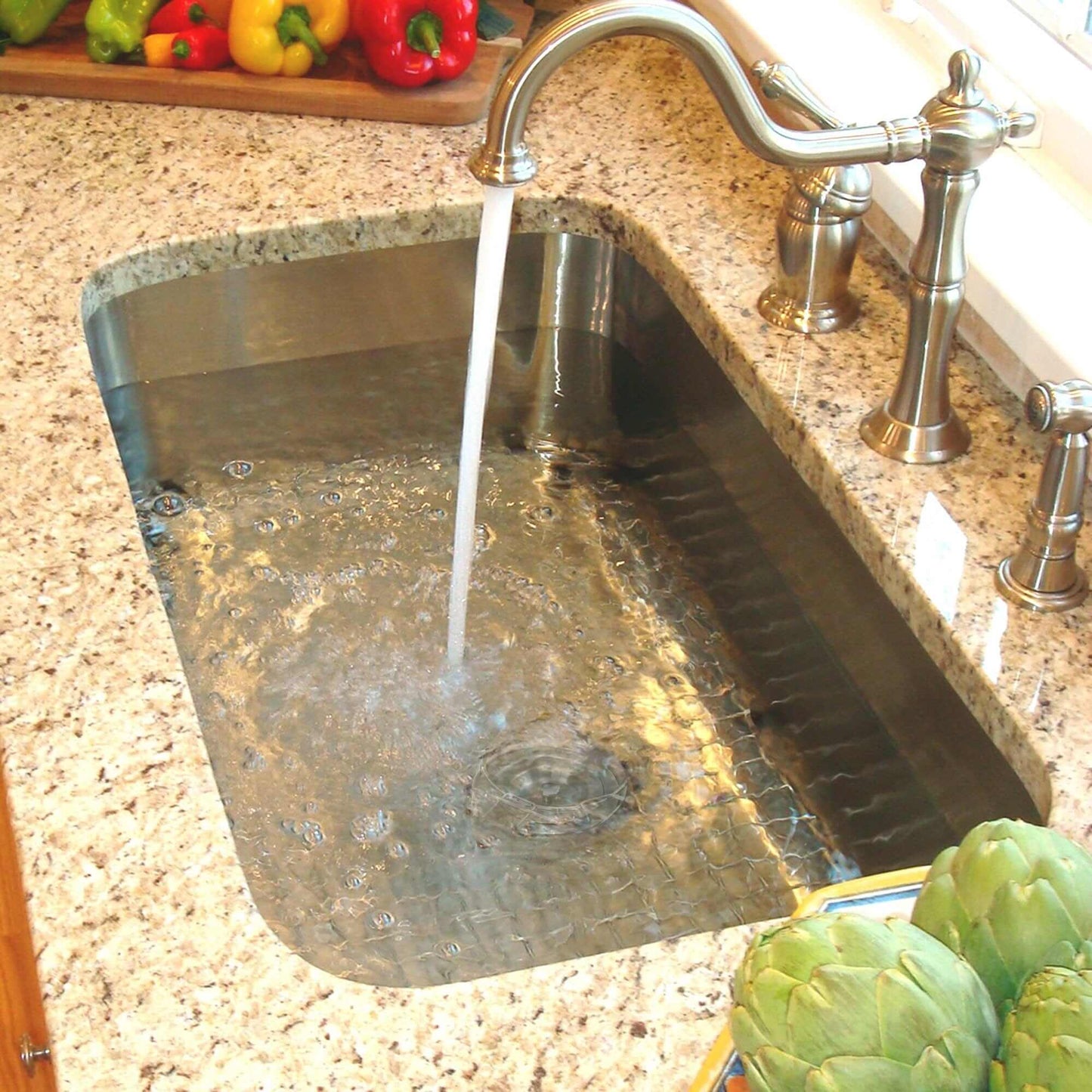 Nantucket 30" Large Rectangle Single Bowl Undermount Stainless Steel Kitchen Sink, 9 Inches Deep - NS3018-9-16 with water flowing