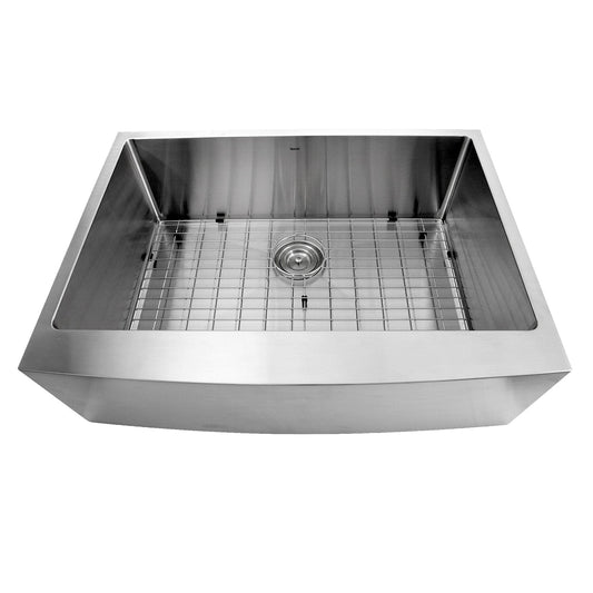 Nantucket 30" Pro Series Single Bowl Farmhouse Apron Front Stainless Steel Kitchen Sink - APRON302010-SR-16 view from above