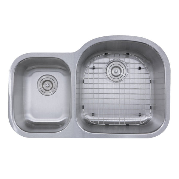 Nantucket 32.5 70/30 Reverse Double Bowl Undermount Stainless Steel Kitchen Sink, 16 Gauge - NS7030-R-16