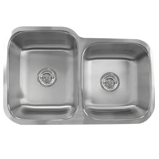 Nantucket 32" 60/40 Double bowl Undermount Stainless Steel Kitchen Sink, 18 Gauge - NS6040-18