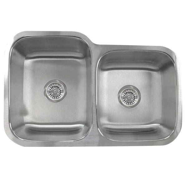 Nantucket 32 60/40 Double bowl Undermount Stainless Steel Kitchen Sink, 18 Gauge - NS6040-18