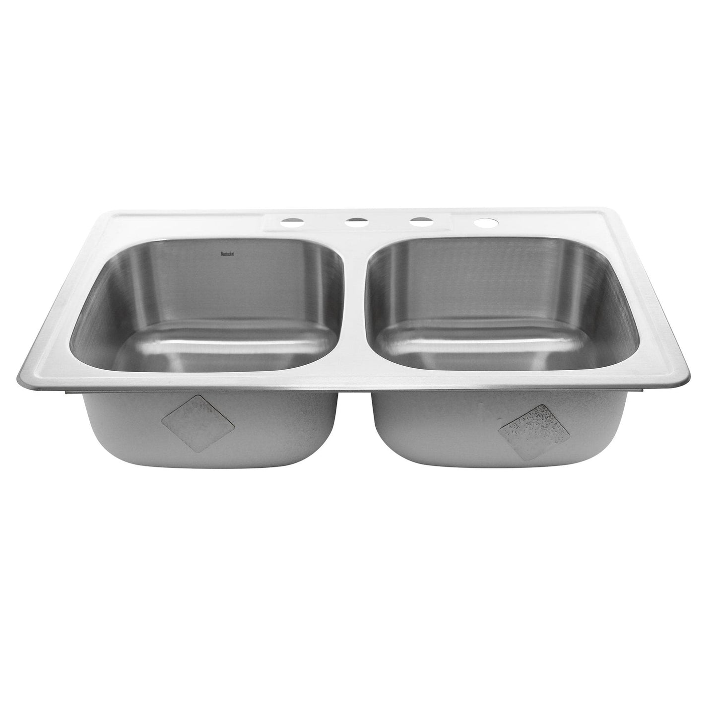 Nantucket 33" Double Bowl Equal Self Rimming Stainless Steel Drop In Kitchen Sink, 18 Gauge - NS3322-DE-9 - Manor House Sinks