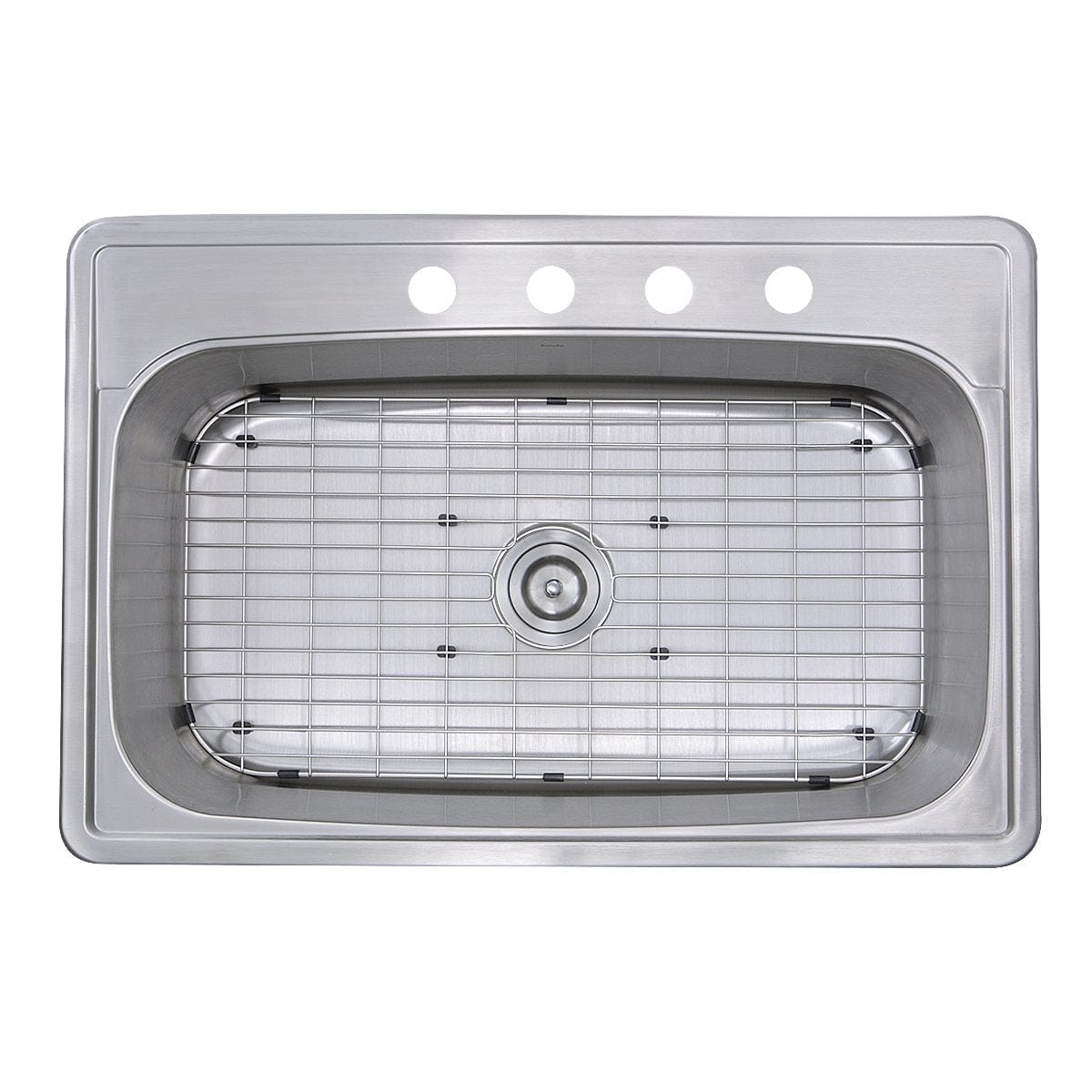 Nantucket 33" Large Rectangle Single Bowl 18 Gauge Stainless Steel Drop In Kitchen Sink - NS3322-8 with grid