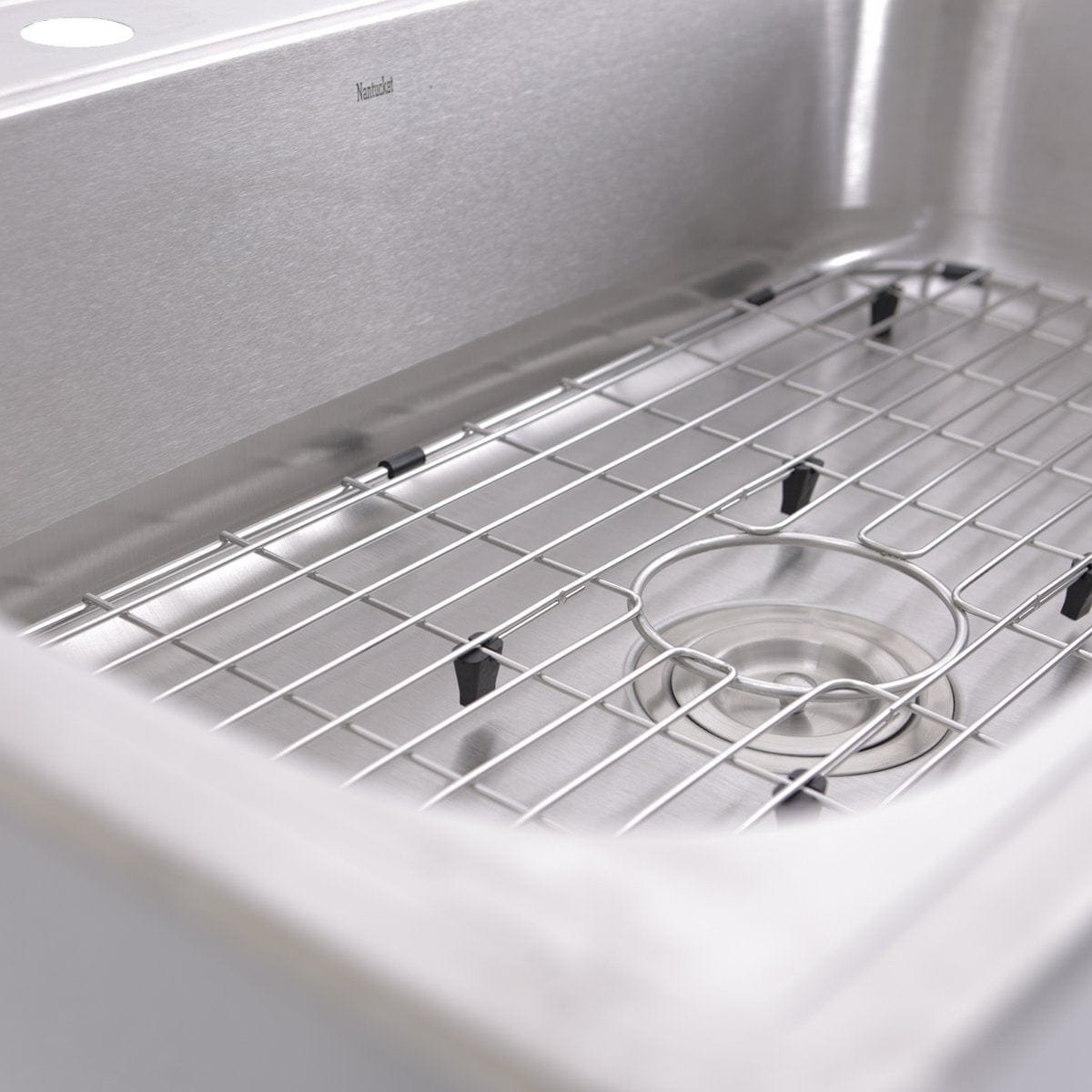 Nantucket 33" Large Rectangle Single Bowl 18 Gauge Stainless Steel Drop In Kitchen Sink - NS3322-8 with grid