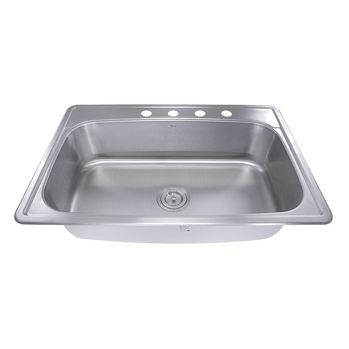 Nantucket 33" Large Rectangle Single Bowl 18 Gauge Stainless Steel Drop In Kitchen Sink - NS3322-8 view from above