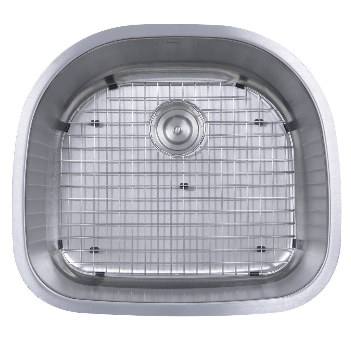 Nantucket Sconset 23" D-Bowl Undermount Stainless Steel Kitchen Sink, 16 Gauge - NS03i-16 with protective grid.