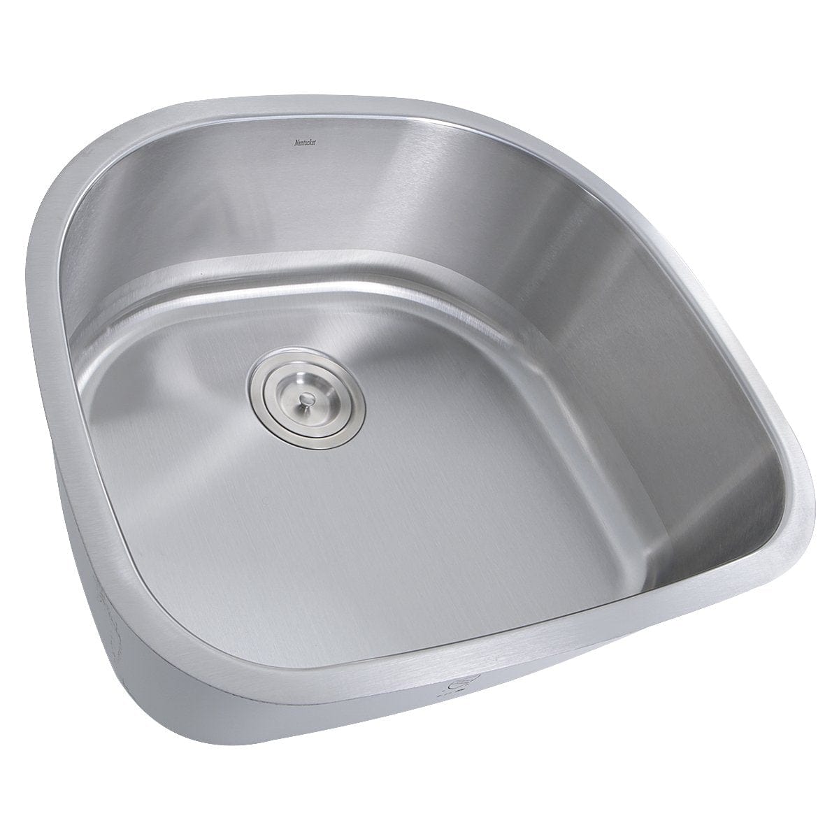Nantucket Sconset 23" D-Bowl Undermount Stainless Steel Kitchen Sink, 16 Gauge - NS03i-16 showing the unique D-Bowl design.