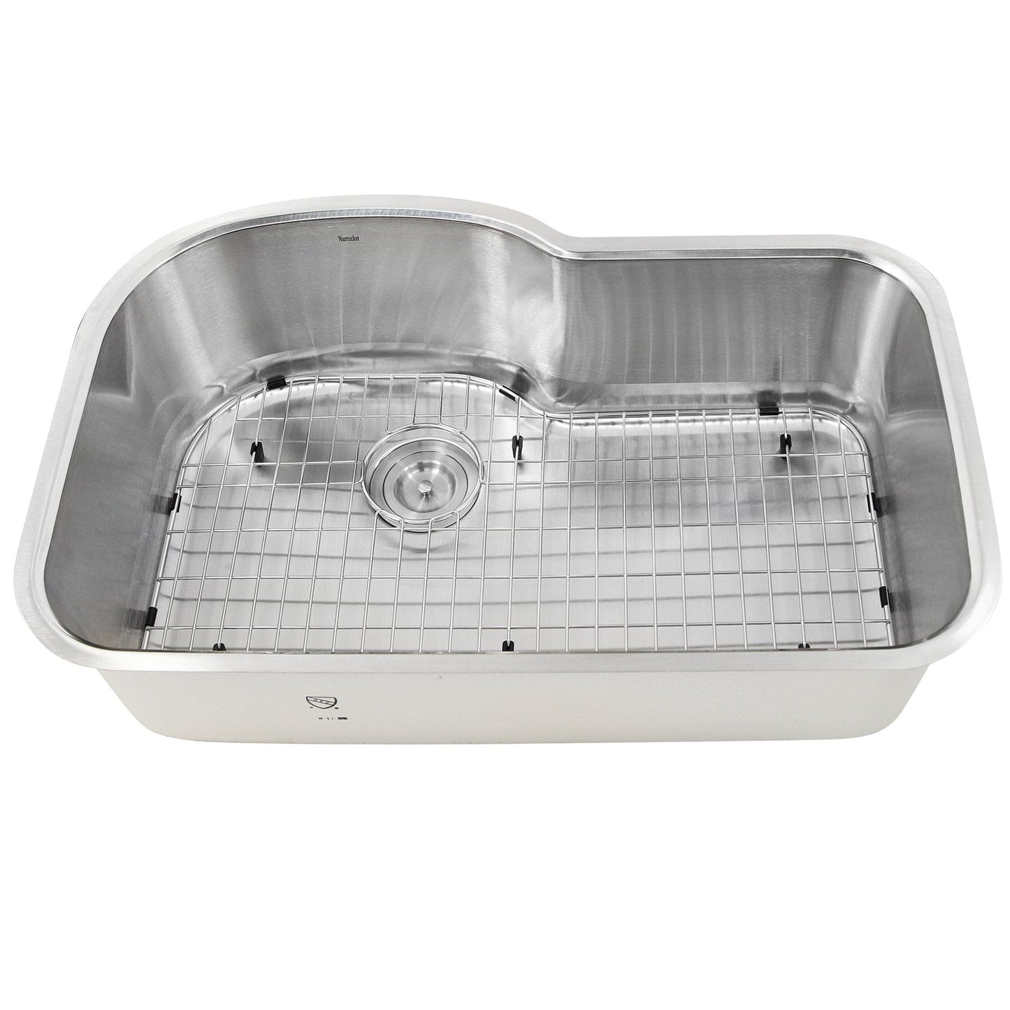 Nantucket Single Bowl Oblong Undermount Stainless Steel Kitchen Sink, 16 Gauge - MOBYXL-16 overview with grid.