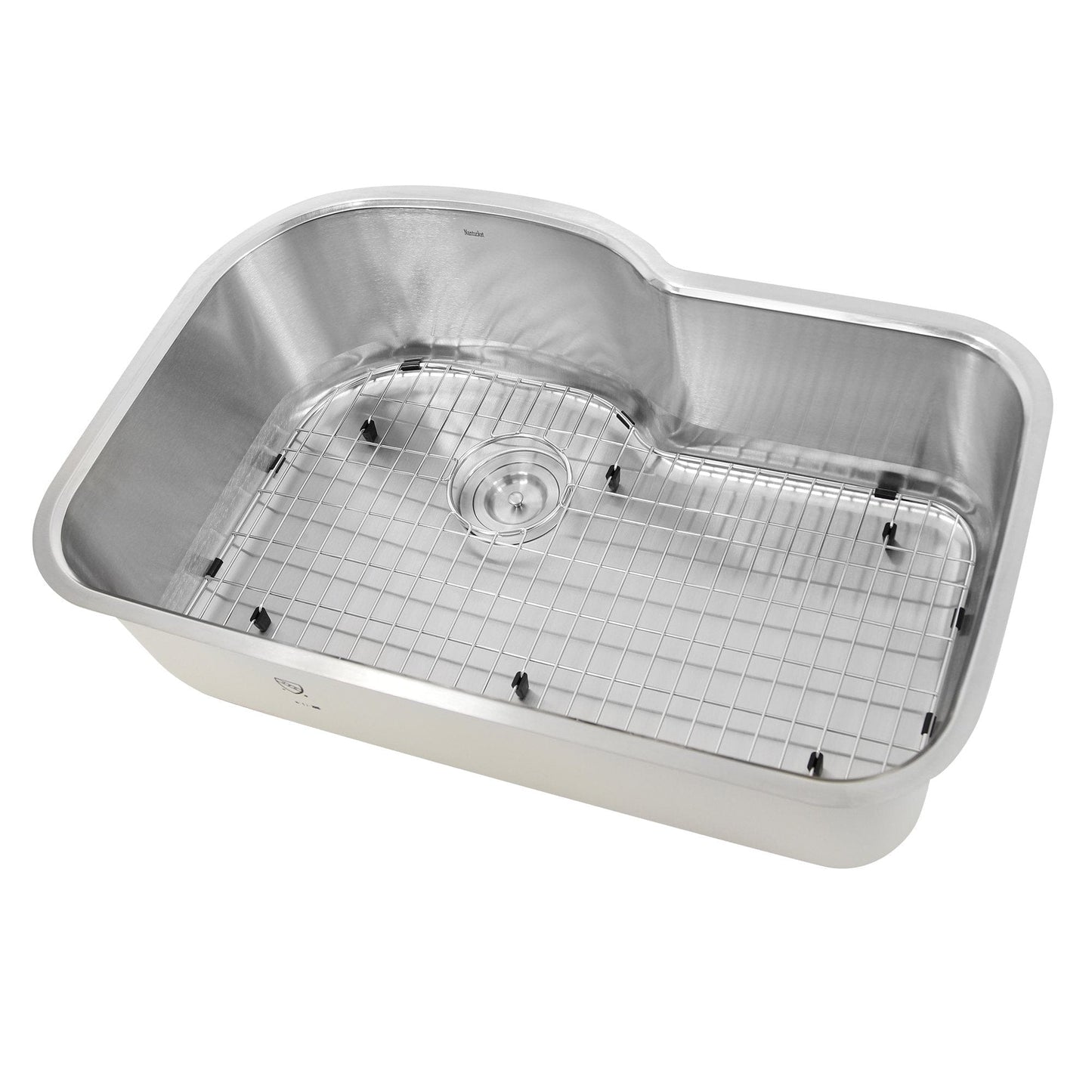 Nantucket Single Bowl Oblong Undermount Stainless Steel Kitchen Sink, 16 Gauge - MOBYXL-16 with grid