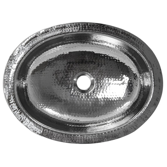 Nantucket Hand Hammered Stainless Steel Oval Undermount Bathroom Sink - OVS