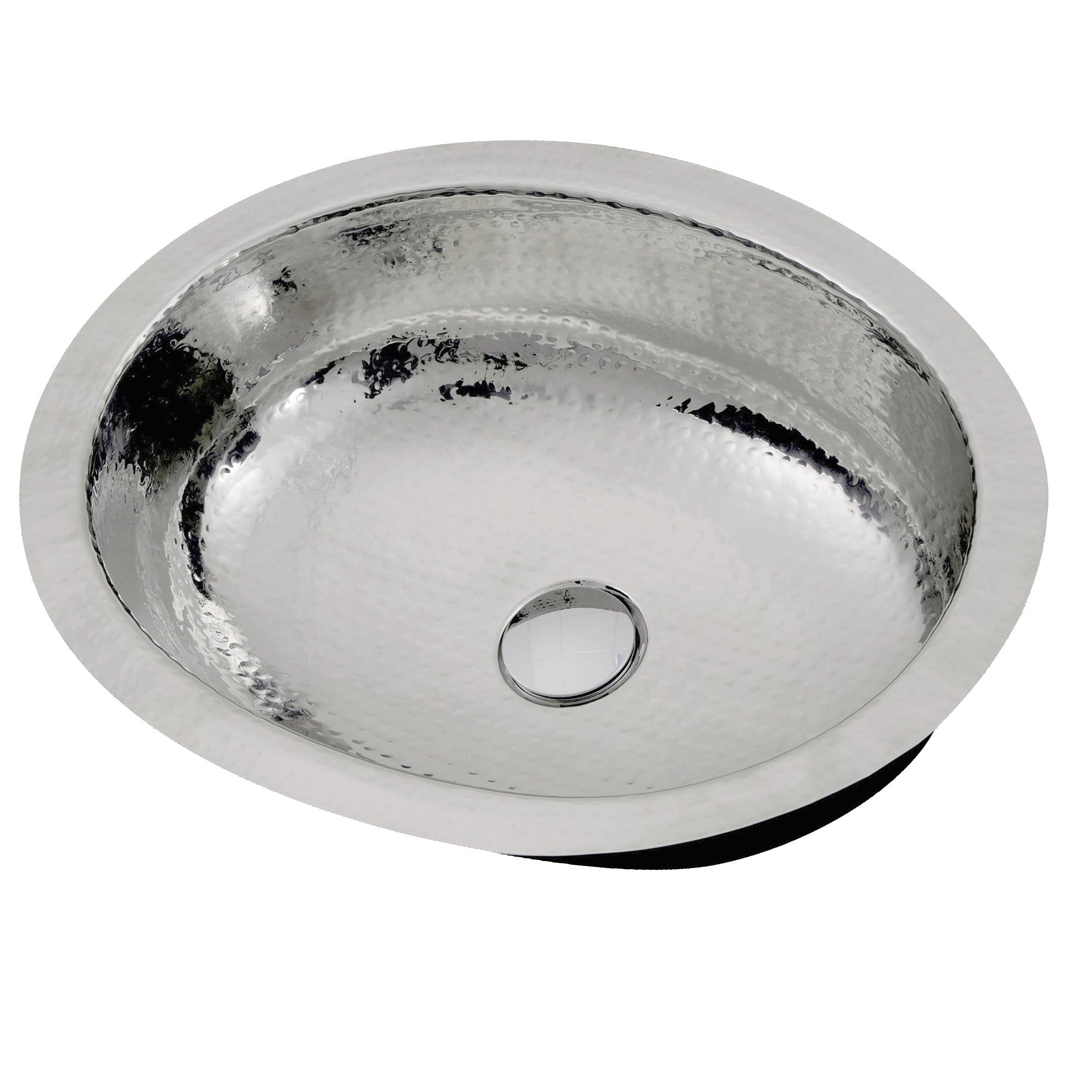 Nantucket Hand Hammered Stainless Steel Oval Undermount Bathroom Sink - OVS - Manor House Sinks