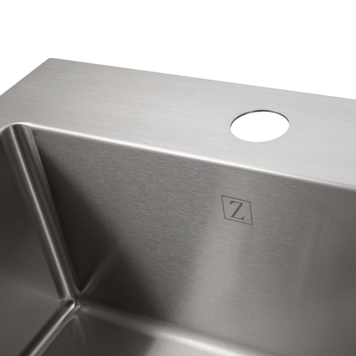 ZLINE Donner 15" Topmount Single Bowl Bar Sink in Stainless Steel (STS-15) close-up of stainless steel design.