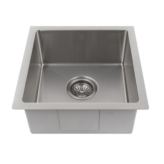 ZLINE Boreal 15" Undermount Single Bowl Bar Sink in Stainless Steel (SUS-15) with central drainage.