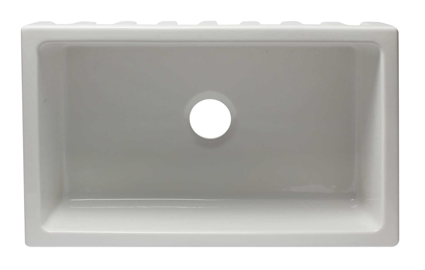 ALFI 30" White Reversible Fireclay Farmhouse Sink showcasing pristine white finish and classic design.