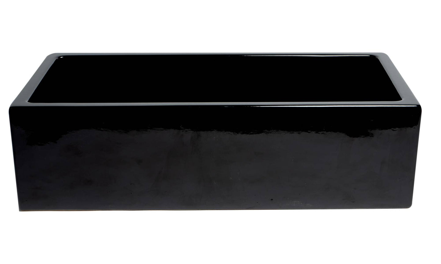 ALFI 36" Black Gloss Reversible Smooth / Fluted Single Bowl Fireclay Farm Sink AB3618HS-BG side view