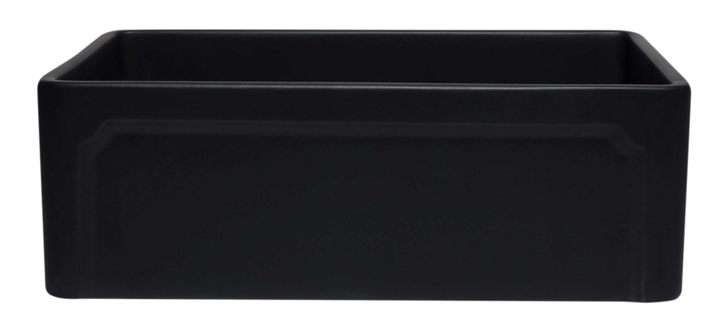 ALFI 30" Black Reversible Single Fireclay Farm Kitchen Sink AB3020SB-BM showcasing sophisticated matte black finish.