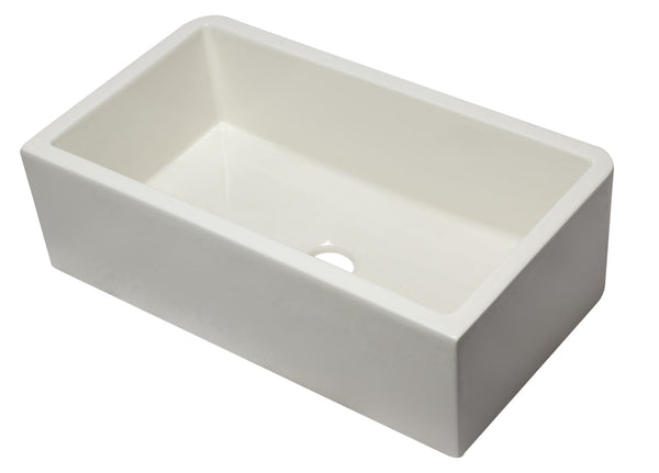 ALFI 33 Biscuit Smooth Apron Solid Thick Wall Fireclay Single Bowl Farm Sink AB3318SB-B