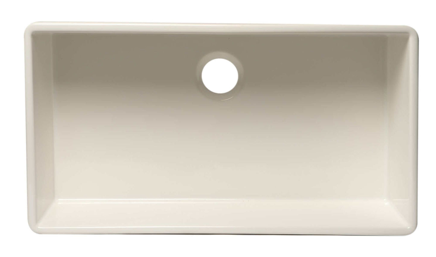 ALFI 36" Smooth Apron Single Bowl Fireclay Farm Sink AB536-W with a pristine white finish and sleek design.