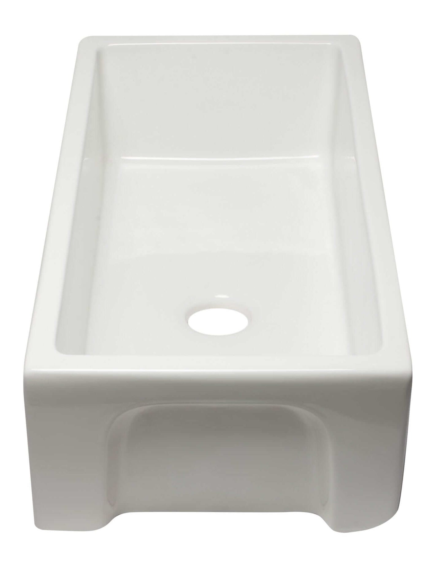 ALFI 36" White Reversible Smooth / Fluted Single Bowl Fireclay Farm Sink AB3618HS-W front view.