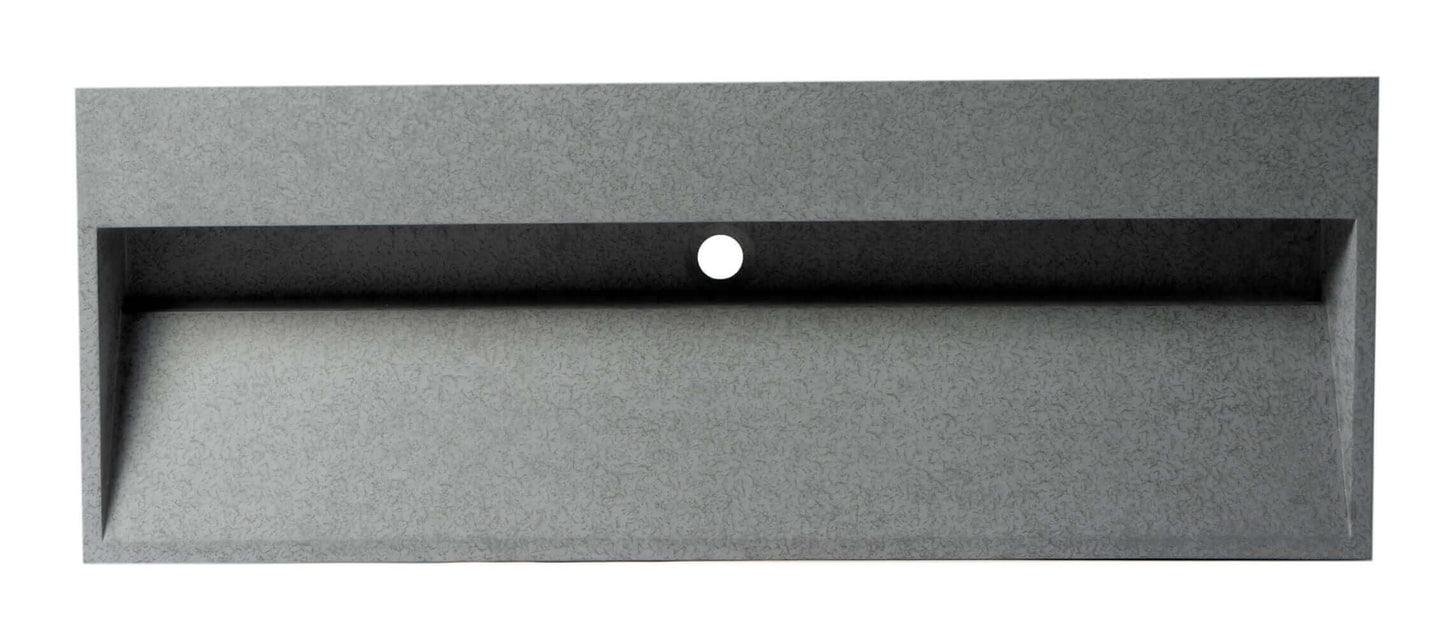 ALFI 48" Concrete Gray Matte Trough Bathroom Sink with minimalist design and single faucet hole.