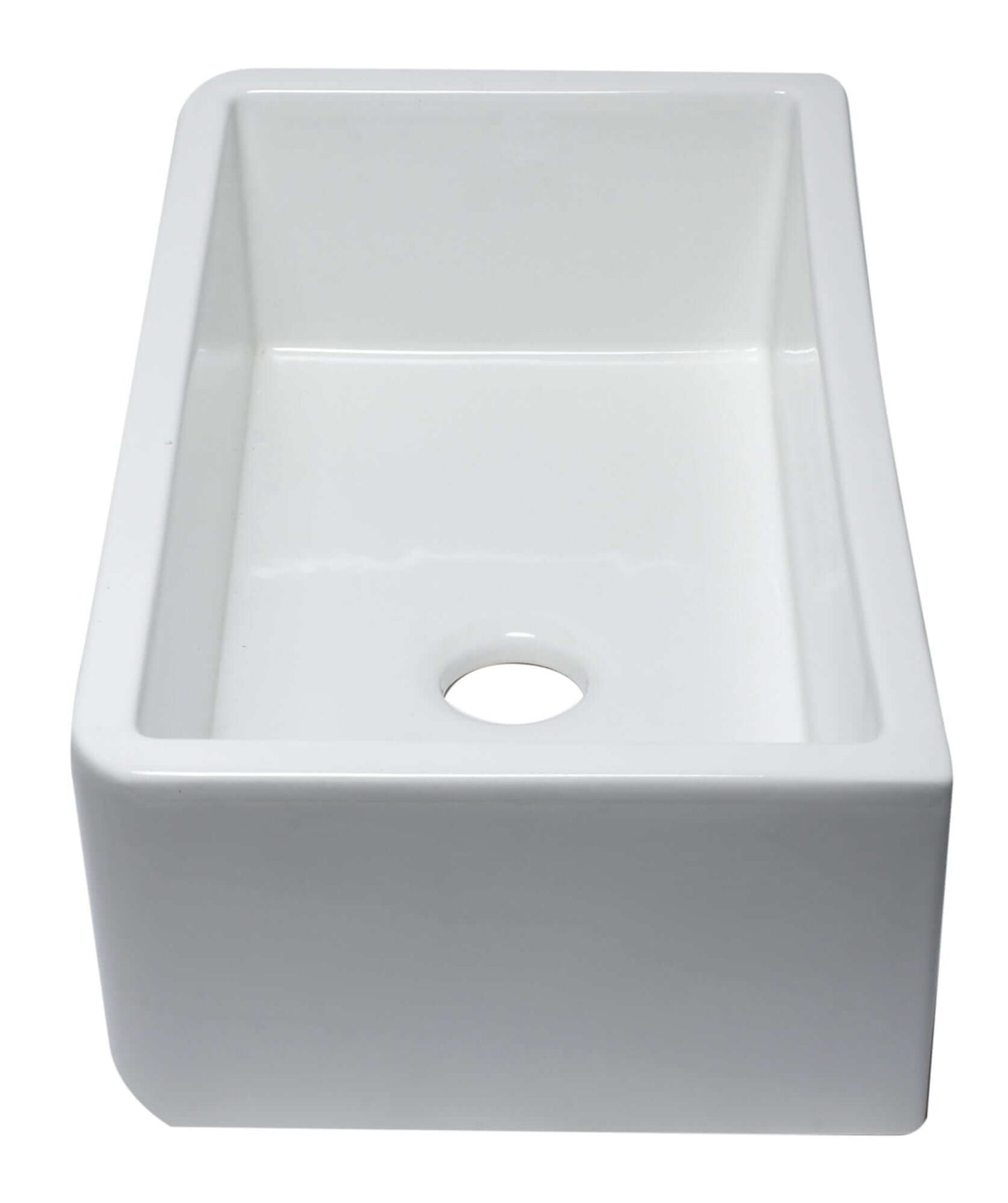 ALFI 33" White Smooth Apron Fireclay Farmhouse Sink showcasing its elegant construction and smooth surfaces.