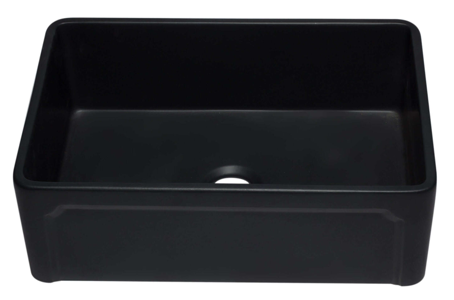 ALFI 30" Black Reversible Single Fireclay Farm Kitchen Sink AB3020SB-BM in matte black finish.