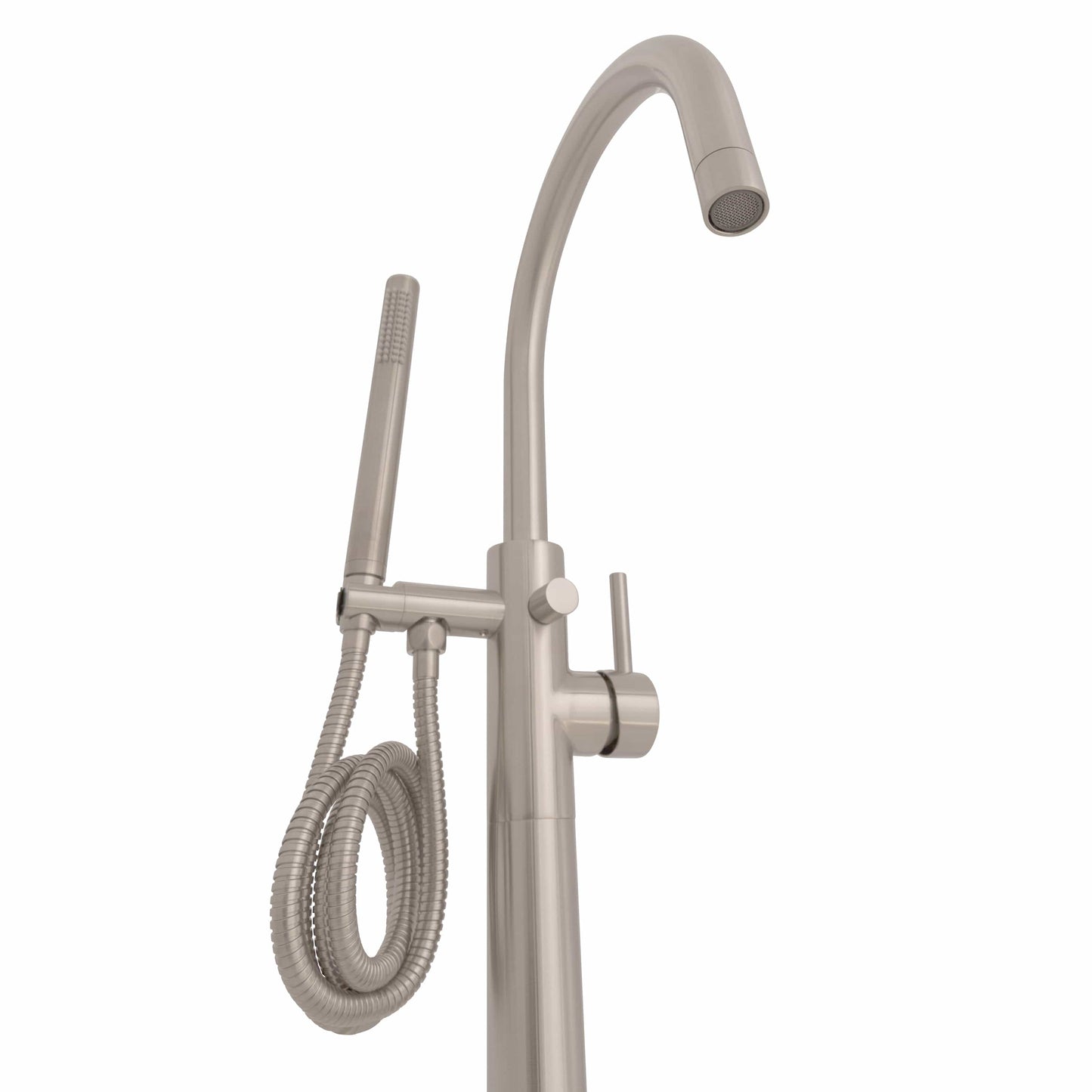 ZLINE Emerald Bay Bath Tub Filler showcasing a modern design with a handheld sprayer for superior functionality.