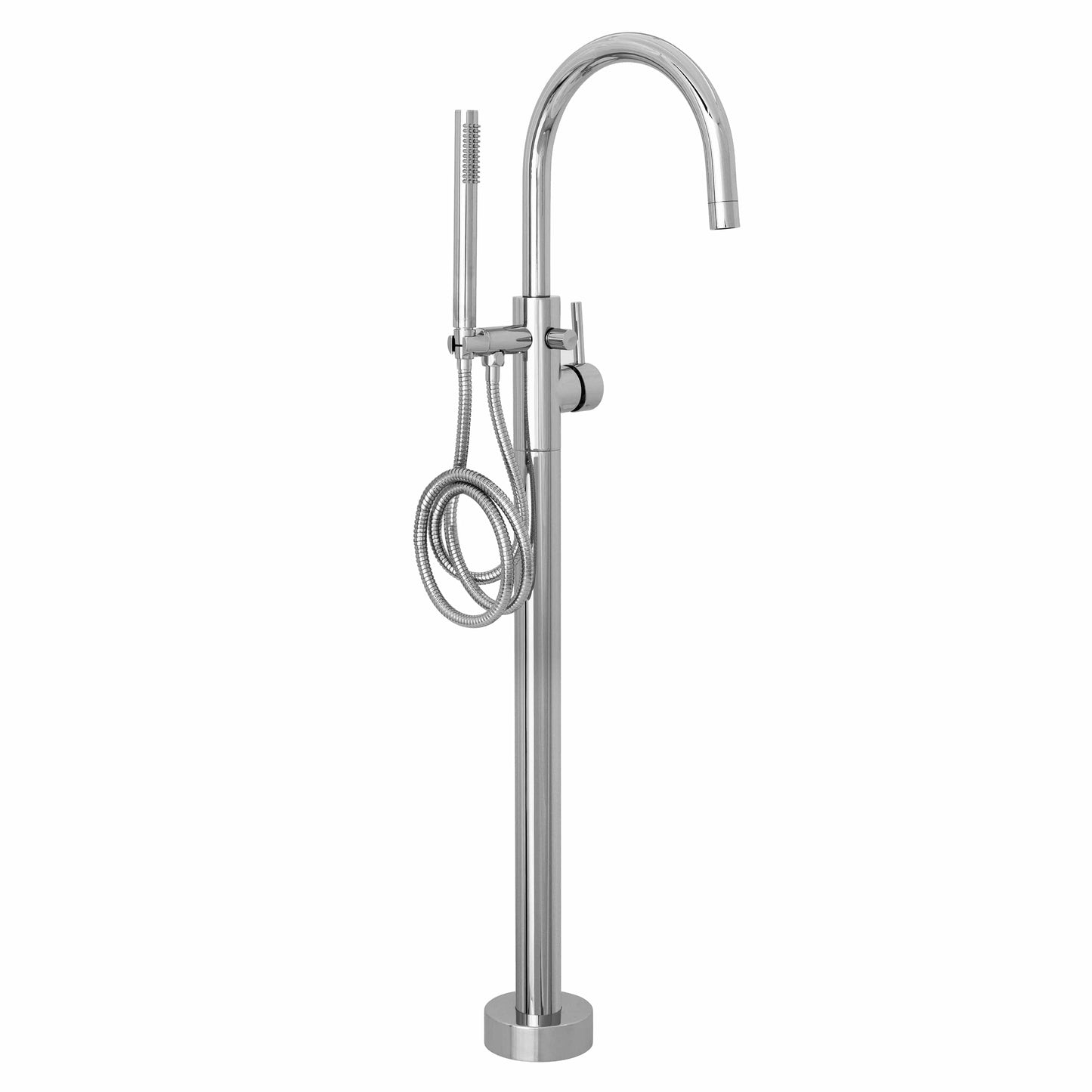 ZLINE Emerald Bay Bath Tub Filler with sleek chrome finish and hand shower attachment for luxury bathrooms.