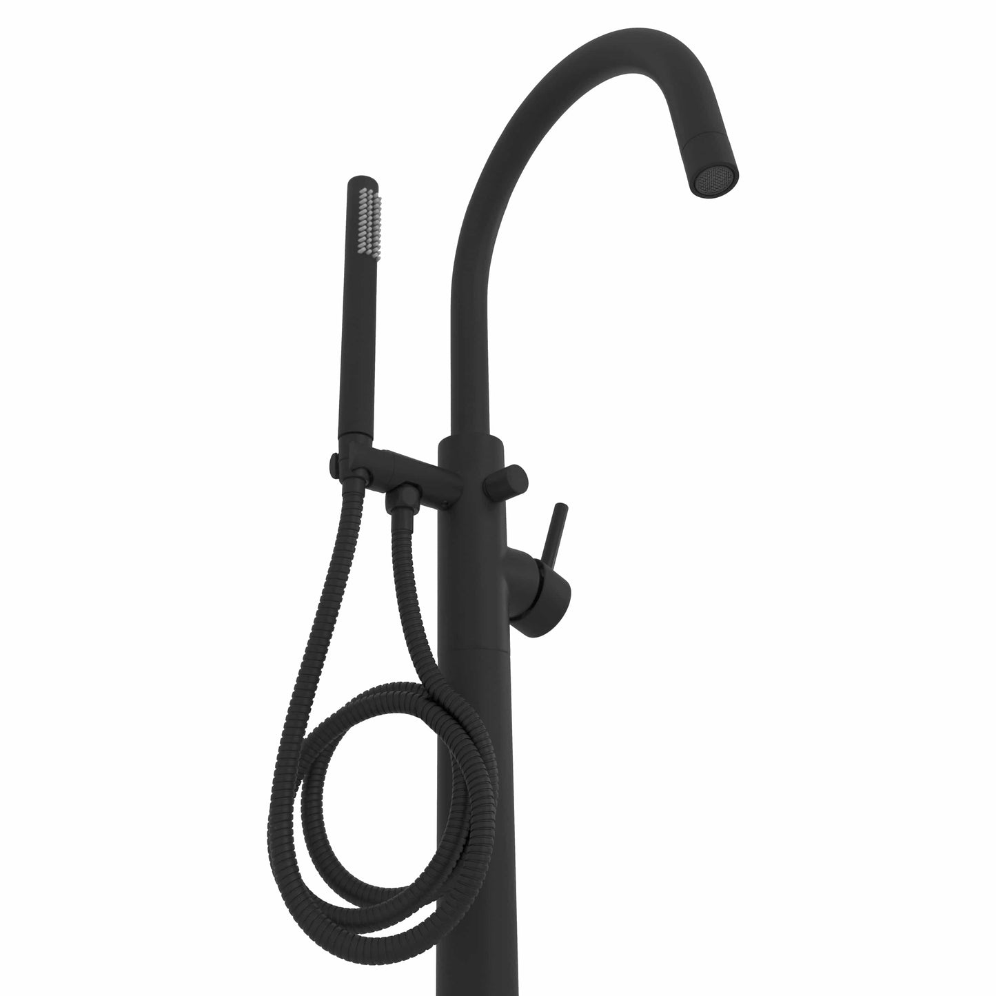 ZLINE Emerald Bay Bath Tub Filler in matte black with hand shower and sleek design for luxury bathrooms.