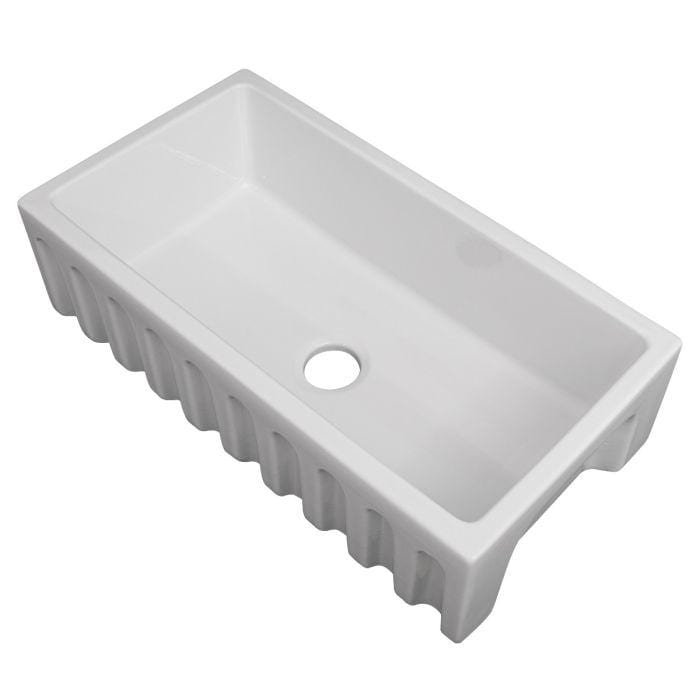 ZLINE Venice Farmhouse Reversible Fireclay Sink in White Gloss (FRC5122-WH-36)