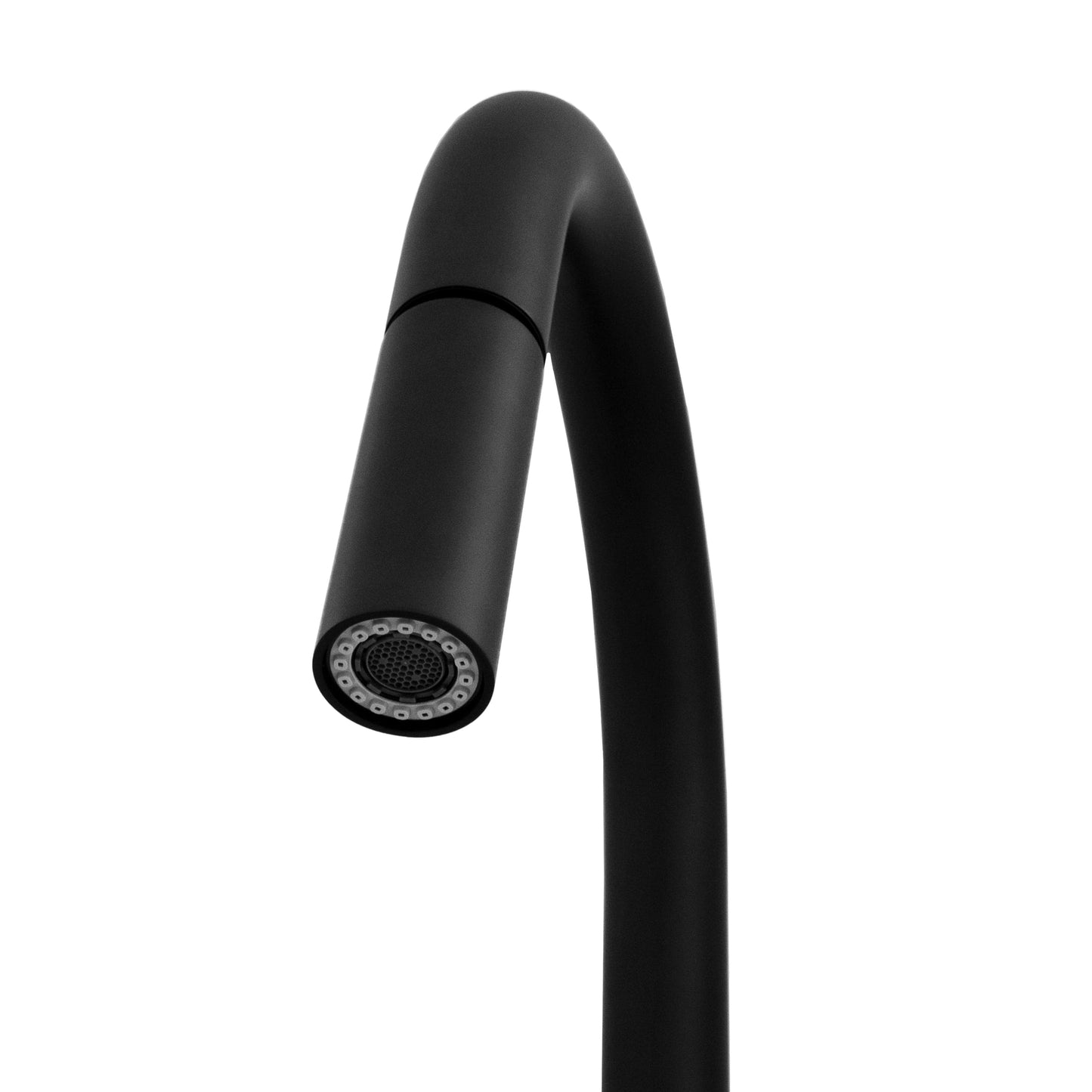 ZLINE Gemini Touchless Kitchen Faucet (GEM-KFS-MB) close-up in sleek Matte Black finish with modern design.