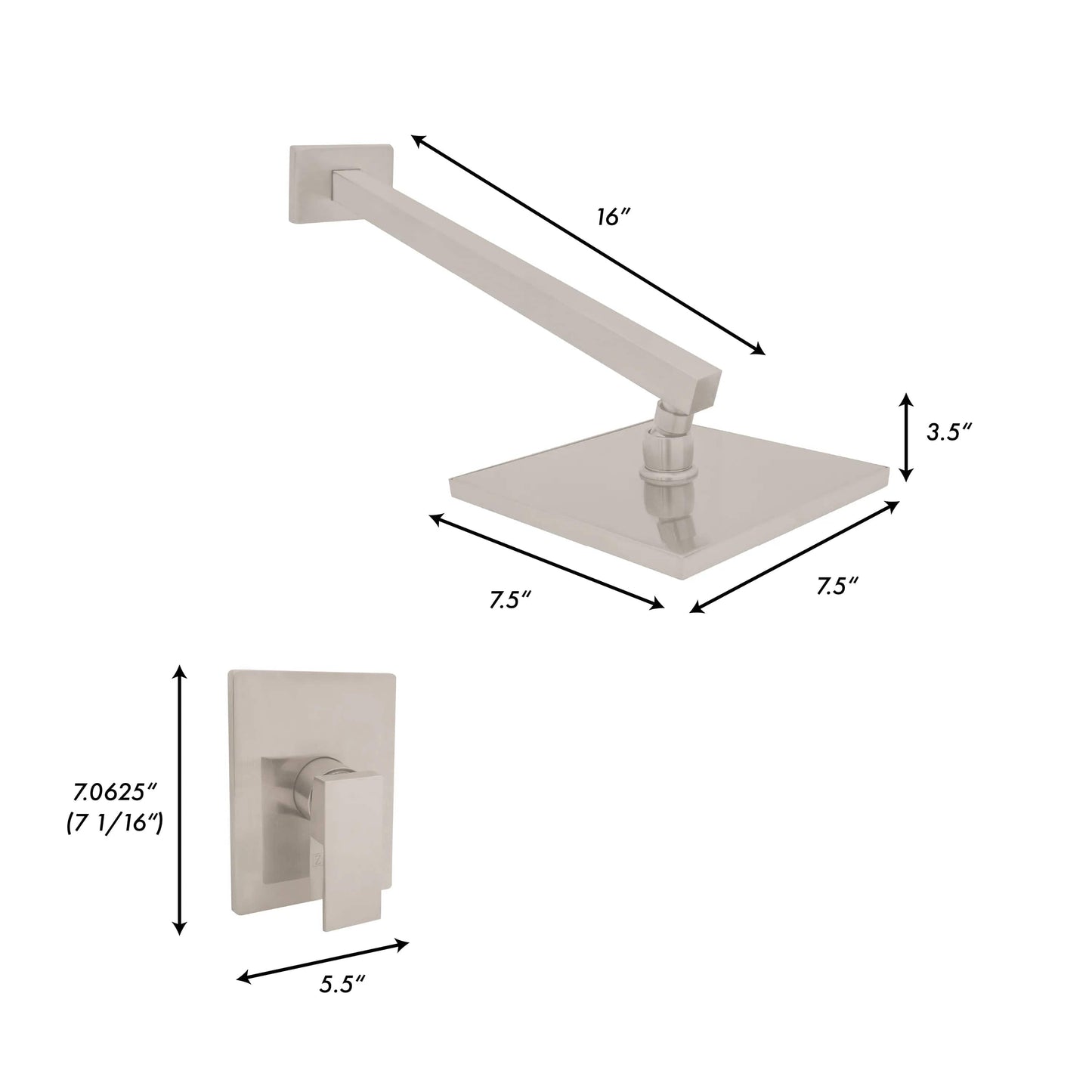 ZLINE Bliss Shower Faucet (BLS-SHF-PG) dimensions diagram showing polished gold finish and sleek design.