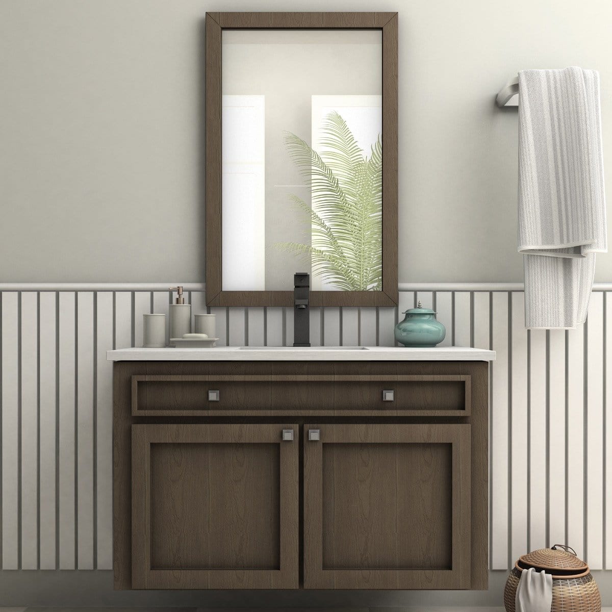 ZLINE Spooner Bath Faucet in Electric Matte Black (SPN-BF-MB) showcased in a modern bathroom setting.