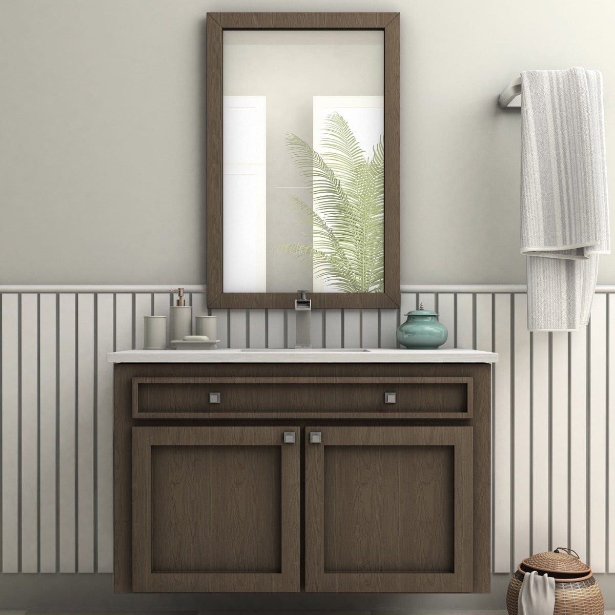ZLINE Homewood Bath Faucet in Chrome (31-0297-CH) paired with a stylish vanity and mirror design.