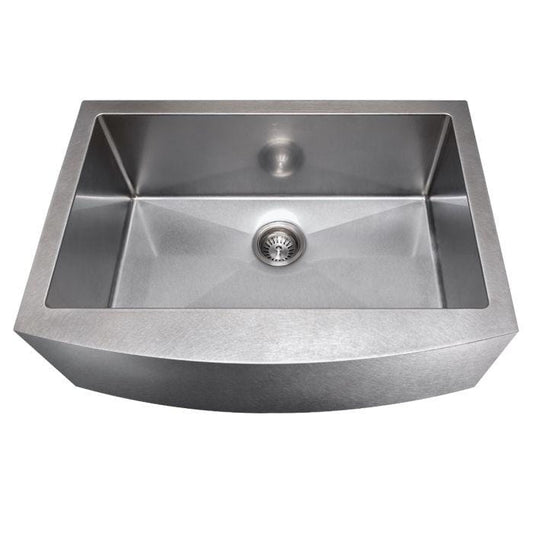ZLINE Zermatt Farmhouse 30" Apron Mount Single Bowl Sink in Satin Stainless Steel (SAS-30S) top view.