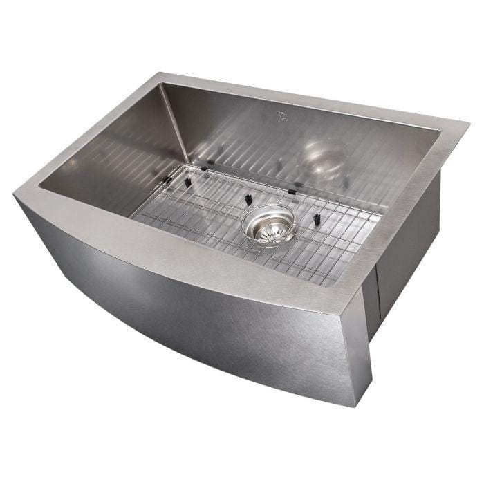 ZLINE Zermatt Farmhouse 30" Apron Mount Single Bowl Sink in Satin Stainless Steel (SAS-30S) showcased from above.