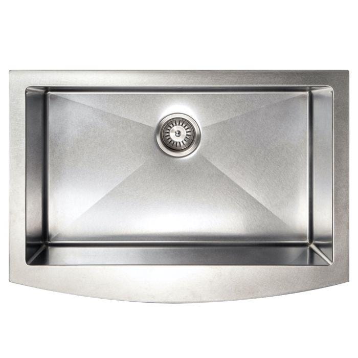 ZLINE Zermatt Farmhouse 30" Apron Mount Single Bowl Sink in Satin Stainless Steel (SAS-30S) top view