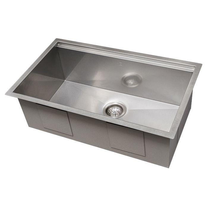 ZLINE Garmisch 30" Undermount Single Bowl Sink in DuraSnow® Stainless Steel with Accessories (SLS-30S), showcasing its sleek design.