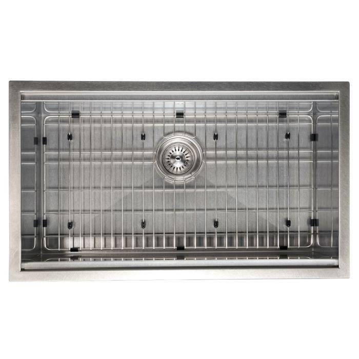 ZLINE Garmisch 30" Undermount Single Bowl Sink in DuraSnow® Stainless Steel with Accessories (SLS-30S) top view