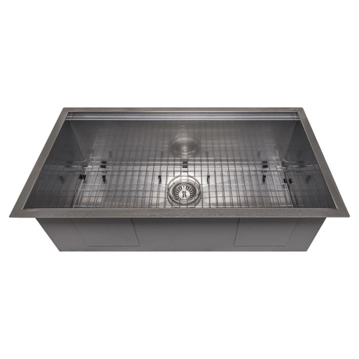 ZLINE Garmisch 33" Undermount Single Bowl Sink in DuraSnow® Stainless Steel with Accessories (SLS-33S)