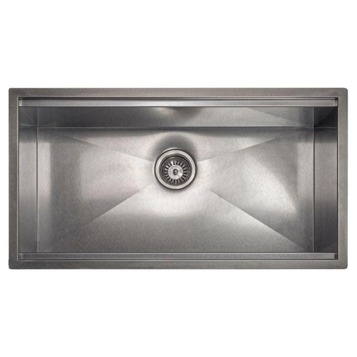 ZLINE Garmisch 33" Undermount Single Bowl Sink in DuraSnow® Stainless Steel with Accessories (SLS-33S) top view.